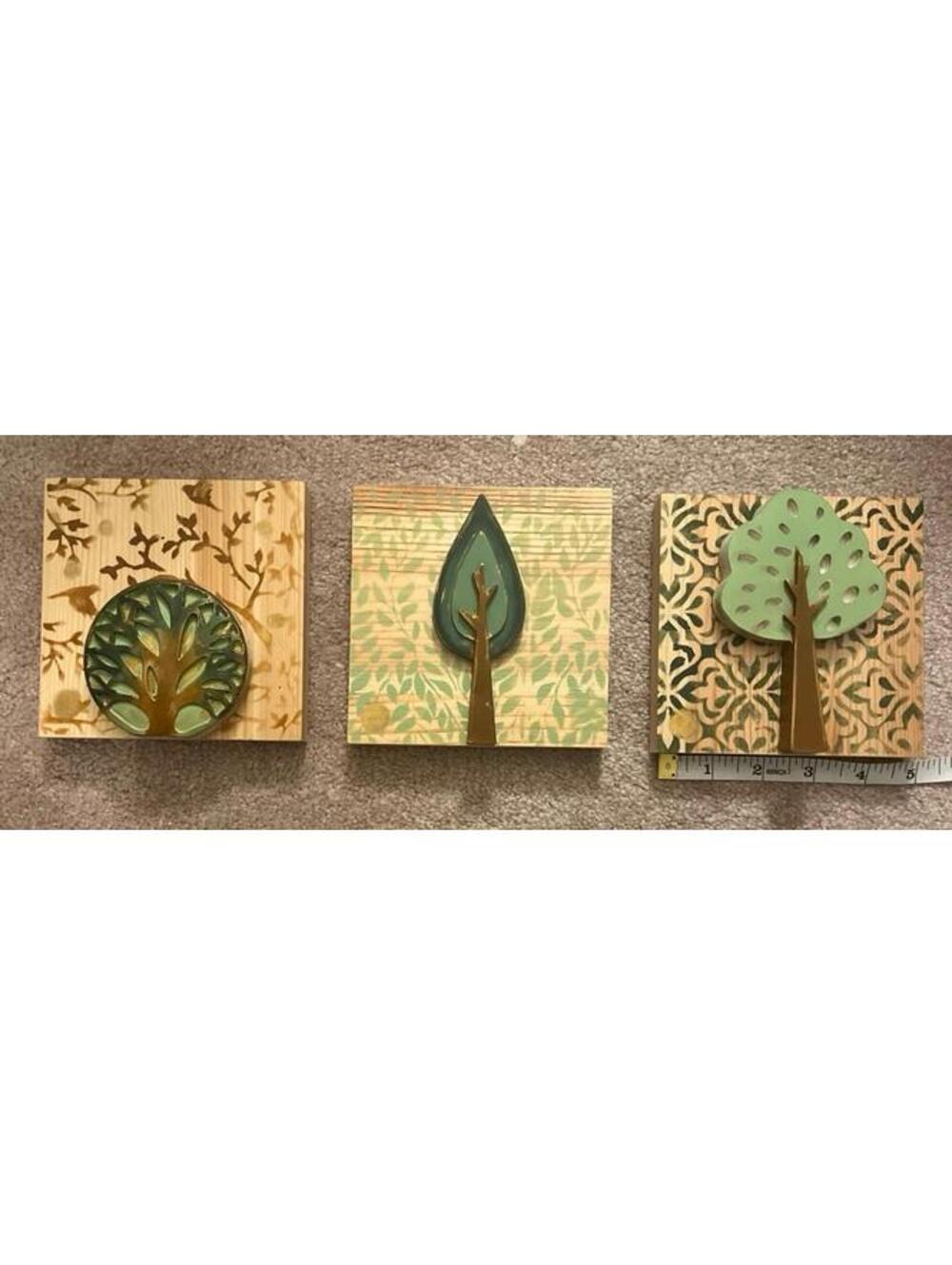 Set of 3 HandmadeNature Trees wall decor 5x5